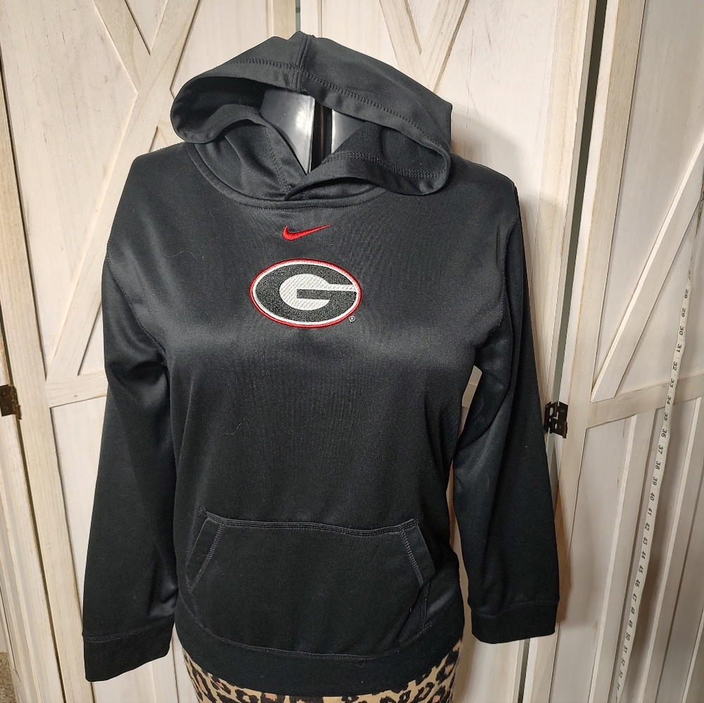 Nike Black Hoodie with Red and Gray Logo Kids Xl